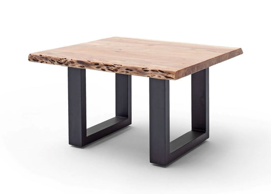 Couchtisch Baumkantentisch Akazie-massiv U-Form quadratisch natur lackiert 75 cm