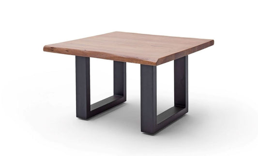Couchtisch Baumkantentisch Akazie-massiv U-Form quadratisch walnuss lackiert 75