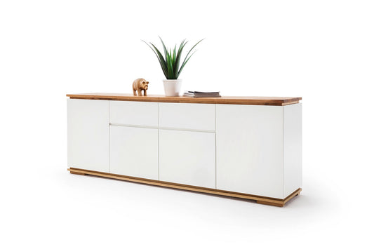 Sideboard Schrank Asteiche-massiv matt lackiert geölt weiß holz 182 cm Chiara