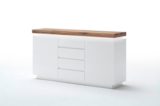 Sideboard Schrank weiß matt MDF Eiche massiv Schublade lackiert 150 cm Romino