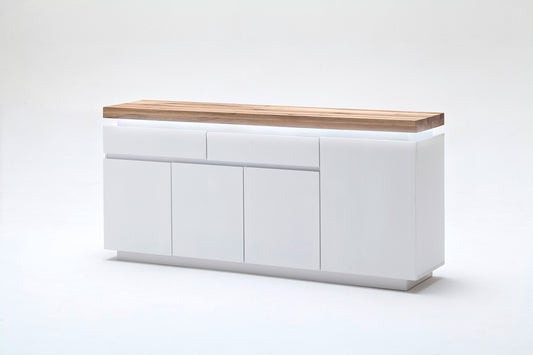 Sideboard Schrank weiß matt MDF Eiche massiv Tür Schublade lackiert 175 cm Romino