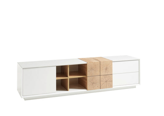 TV-Schrank Lowboard matt lackiert Eiche Optik weiß holz modern 180 cm Montere