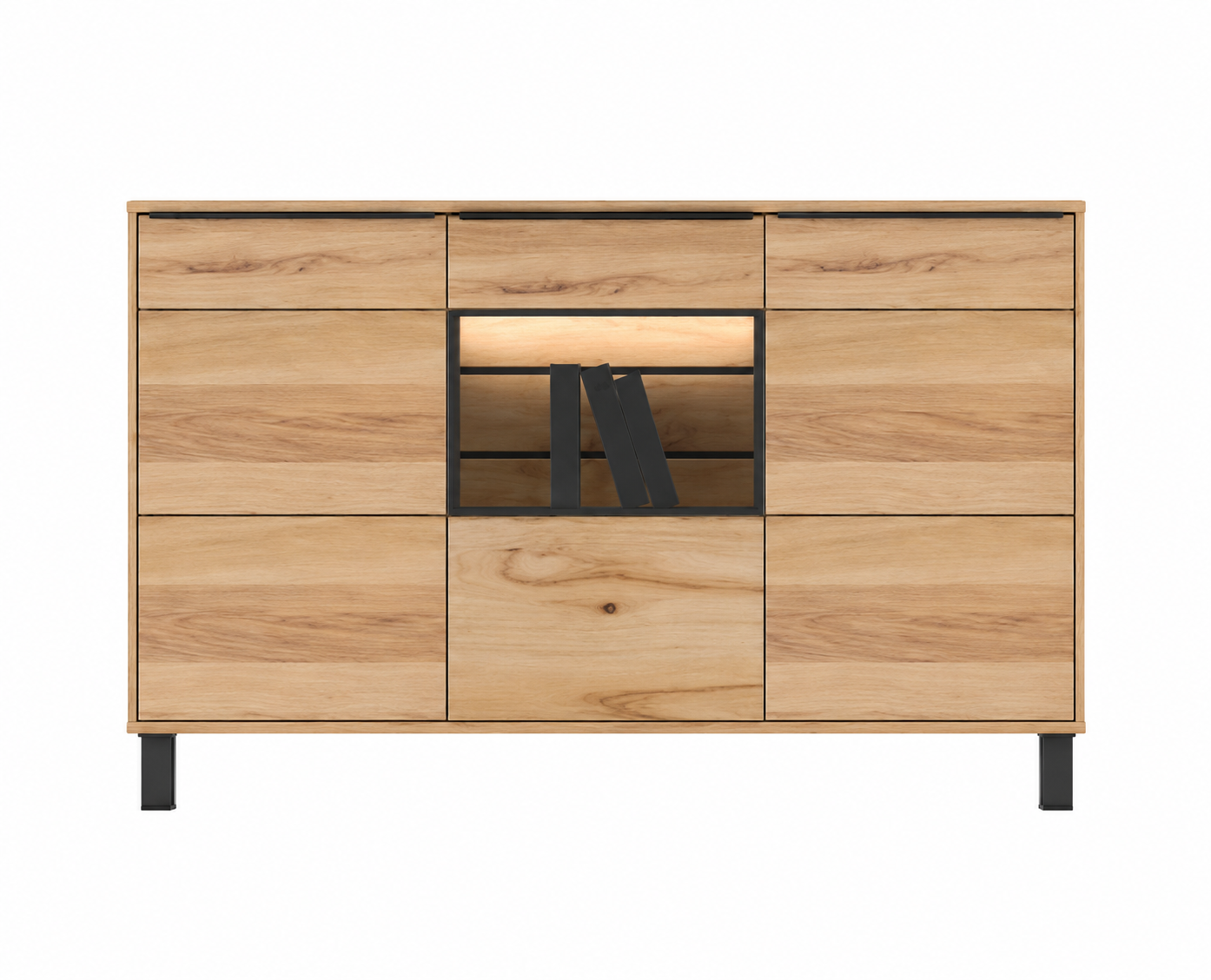 Sideboard JACKSON – Eiche teilmassiv mit LED-Beleuchtung