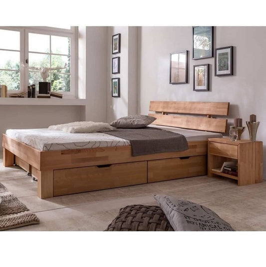 2x Bettkasten Schublade Bett Schlafzimmer JUDITH Kernbuche massiv