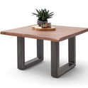 Couchtisch Baumkantentisch Akazie-massiv U-Form quadratisch walnuss lackiert 75