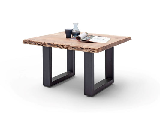 Couchtisch Baumkantentisch Akazie-massiv U-Form quadratisch natur lackiert 75 cm