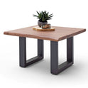 Couchtisch Baumkantentisch Akazie-massiv U-Form quadratisch walnuss lackiert 75