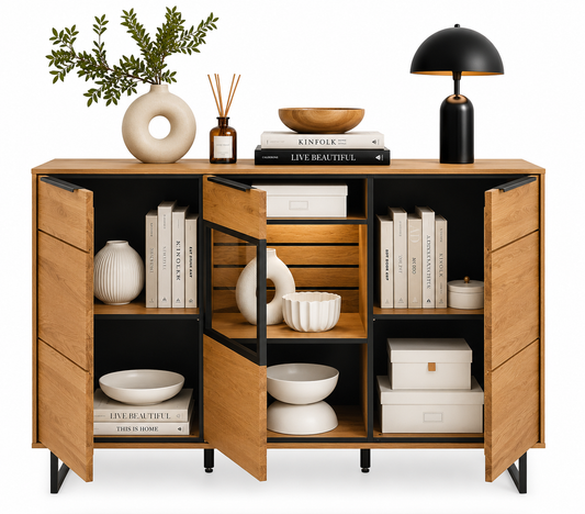 Sideboard JACKSON – Eiche teilmassiv mit LED-Beleuchtung