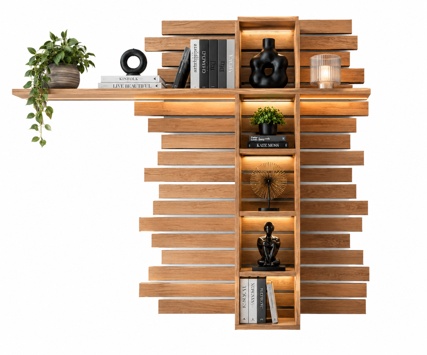 Wandpaneel JACKSON – Eiche furniert mit LED-Beleuchtung