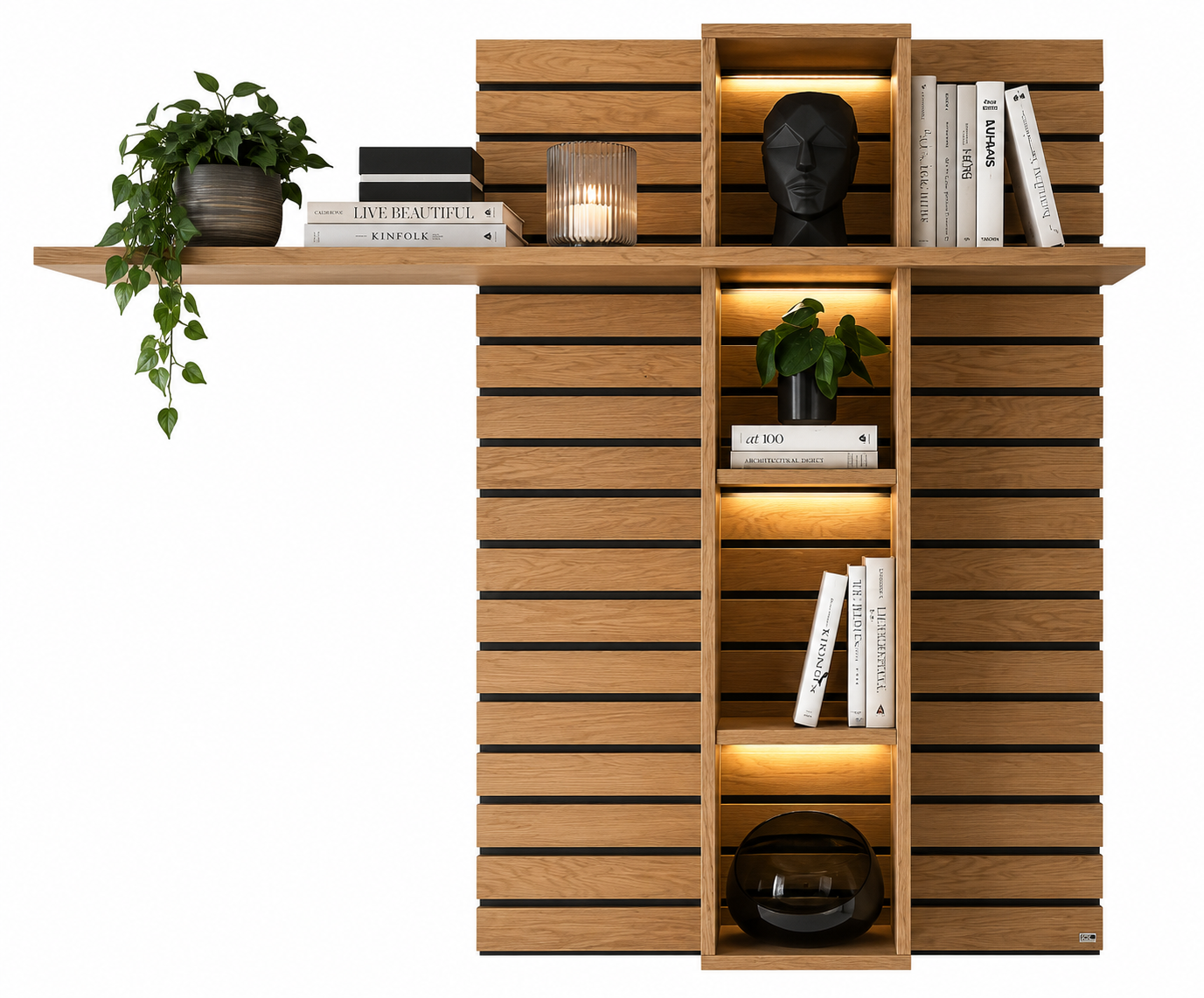 Wandpaneel JACKSON – Eiche furniert mit LED-Beleuchtung