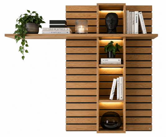 Wandpaneel JACKSON – Eiche furniert mit LED-Beleuchtung