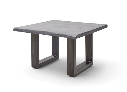 Couchtisch Baumkantentisch Akazie-massiv U-Form quadratisch grau lackiert 75 cm