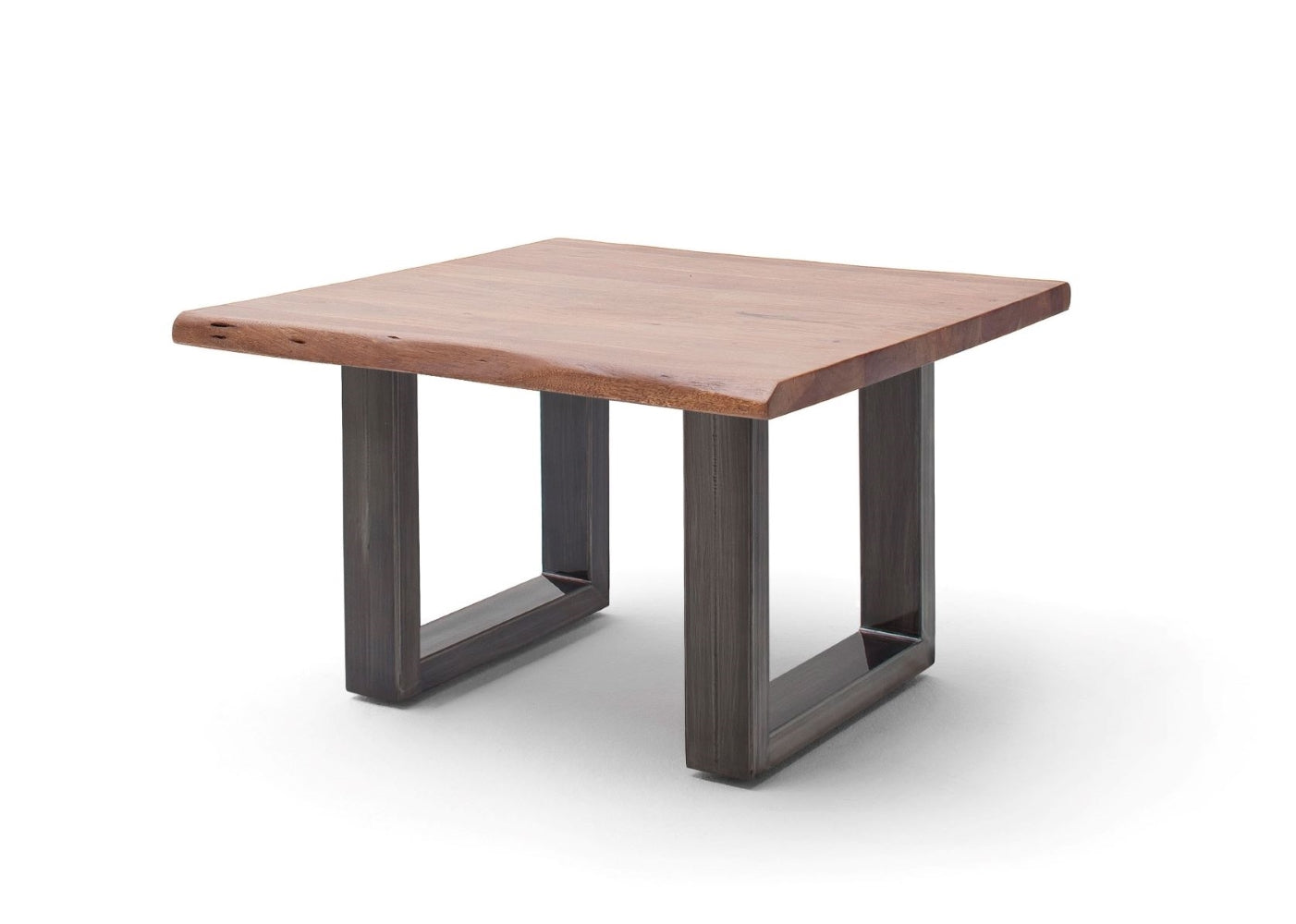 Couchtisch Baumkantentisch Akazie-massiv U-Form quadratisch walnuss lackiert 75