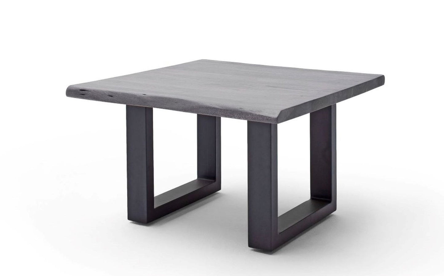 Couchtisch Baumkantentisch Akazie-massiv U-Form quadratisch grau lackiert 75 cm