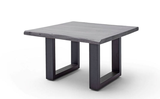 Couchtisch Baumkantentisch Akazie-massiv U-Form quadratisch grau lackiert 75 cm