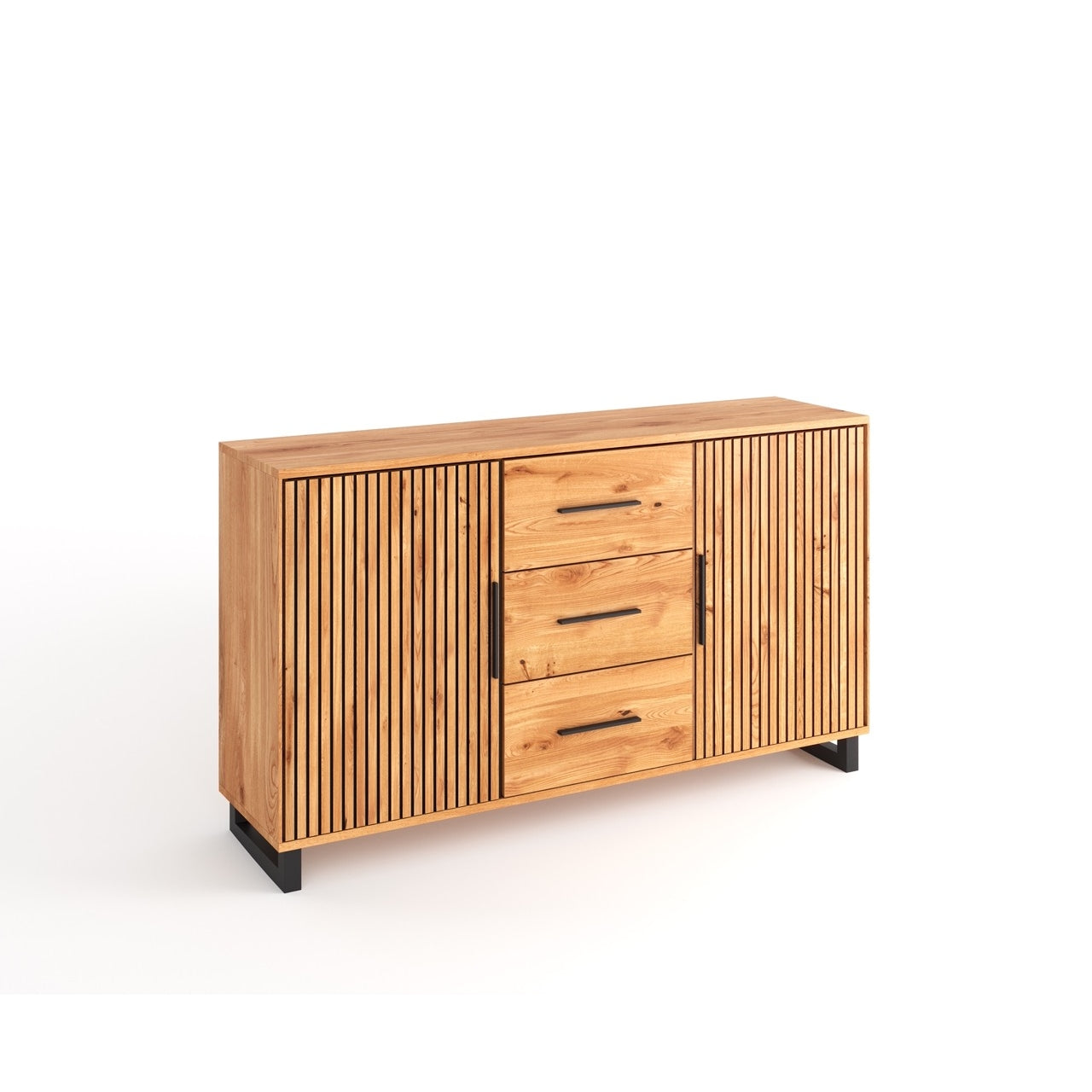 Sideboard, Akustikpaneel, Schubkästen mittig, Softclose, Eiche teilmassiv, Paola