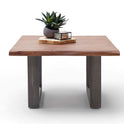 Couchtisch Baumkantentisch Akazie-massiv U-Form quadratisch walnuss lackiert 75