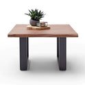 Couchtisch Baumkantentisch Akazie-massiv U-Form quadratisch walnuss lackiert 75
