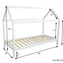 Hausbett Kinderbett Kiefer massiv weiß lackiert 90 x 200 Hytte 1 ohne Rollrost