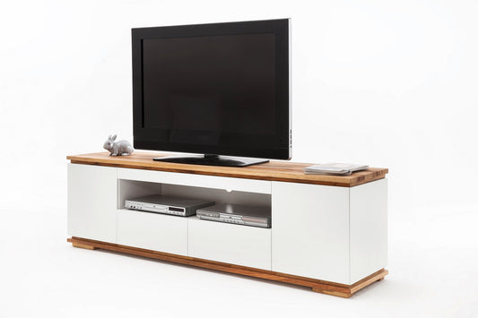 TV-Schrank Lowboard Asteiche-massiv matt lackiert geölt weiß holz 202 cm Chiara