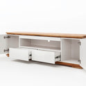 TV-Schrank Lowboard Asteiche-massiv matt lackiert geölt weiß holz 202 cm Chiara
