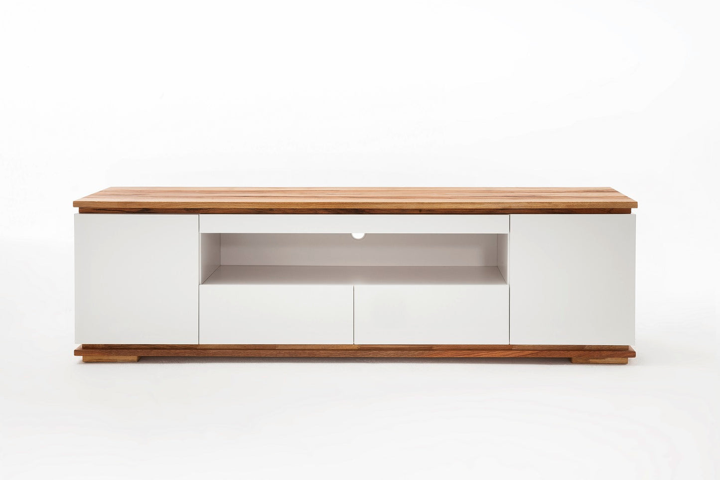 TV-Schrank Lowboard Asteiche-massiv matt lackiert geölt weiß holz 202 cm Chiara