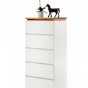 Hochkommode Schrank Asteiche-massiv matt lackiert geölt weiß holz 51 cm Chiara