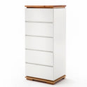 Hochkommode Schrank Asteiche-massiv matt lackiert geölt weiß holz 51 cm Chiara