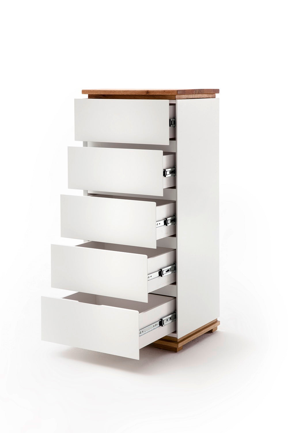 Hochkommode Schrank Asteiche-massiv matt lackiert geölt weiß holz 51 cm Chiara