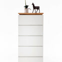 Hochkommode Schrank Asteiche-massiv matt lackiert geölt weiß holz 51 cm Chiara