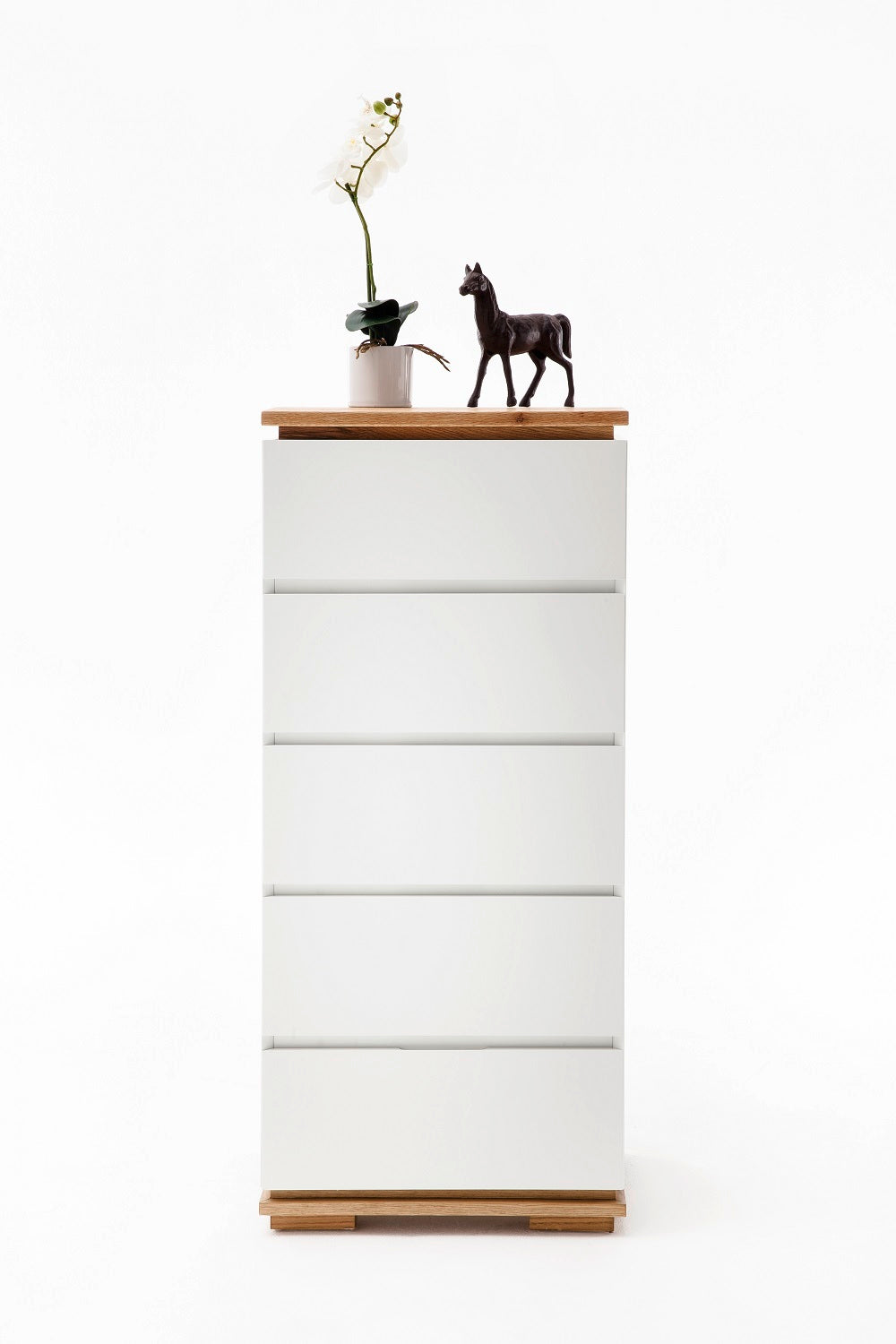 Hochkommode Schrank Asteiche-massiv matt lackiert geölt weiß holz 51 cm Chiara