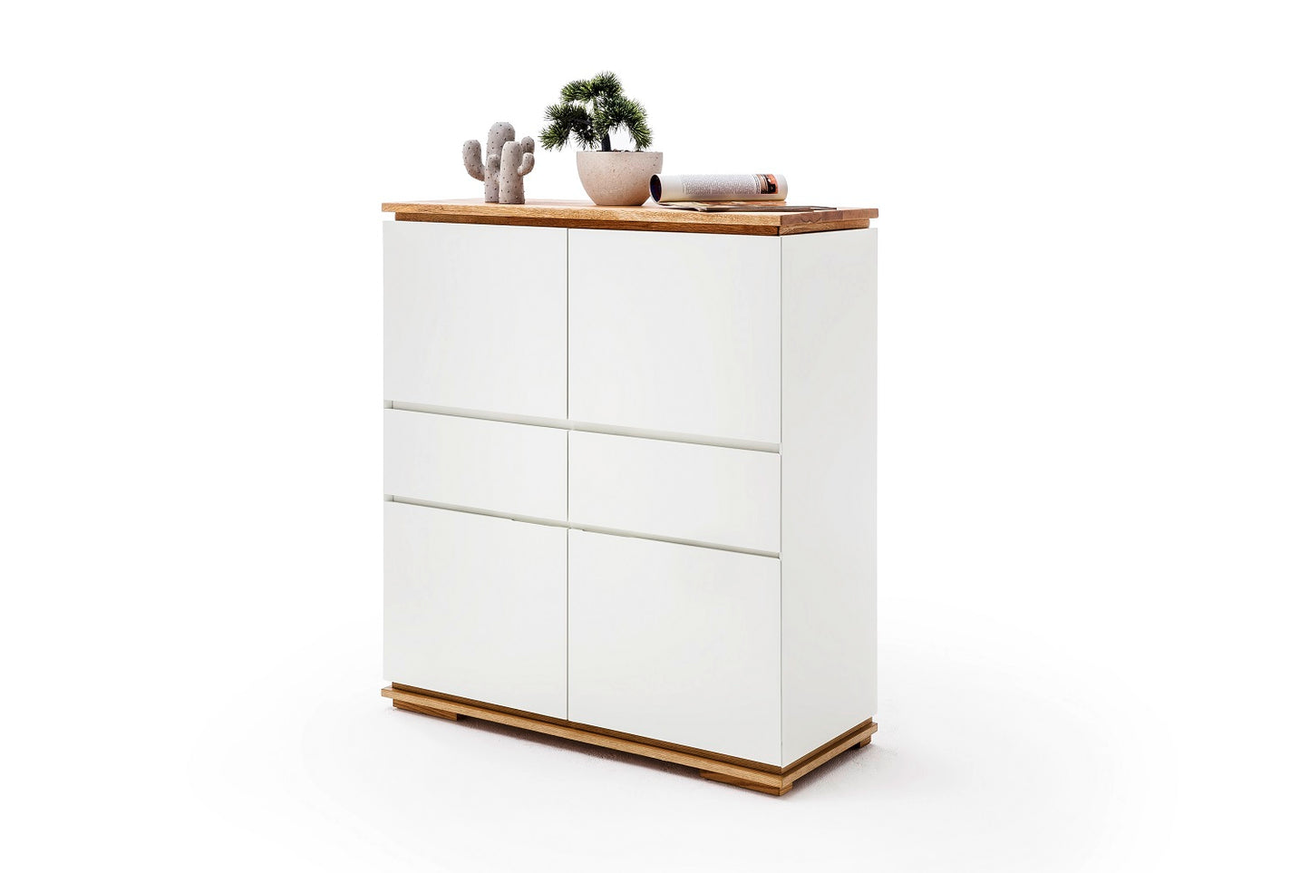 Highboard Schrank Asteiche-massiv matt lackiert geölt weiß holz 102 cm Chiara