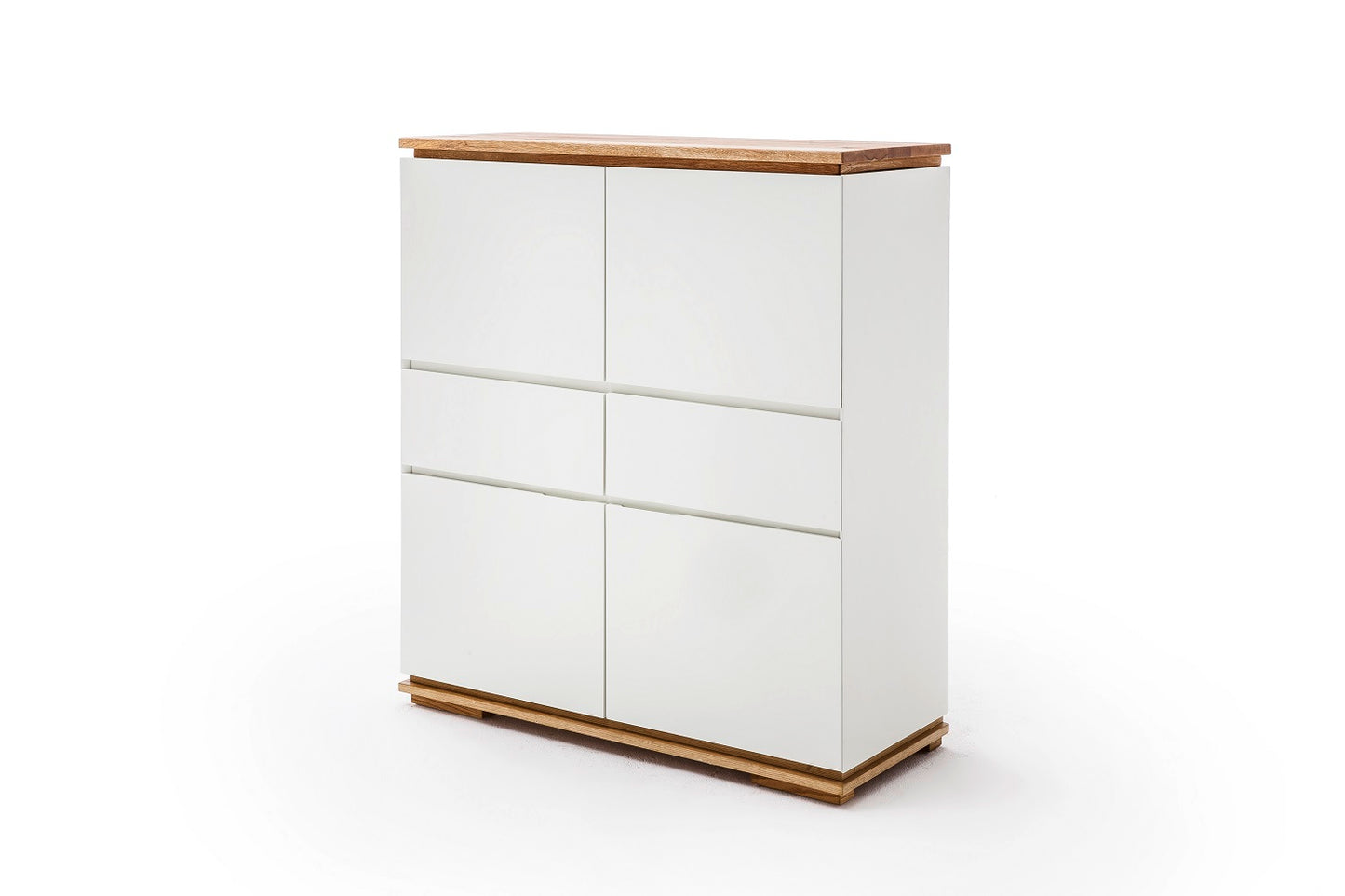 Highboard Schrank Asteiche-massiv matt lackiert geölt weiß holz 102 cm Chiara