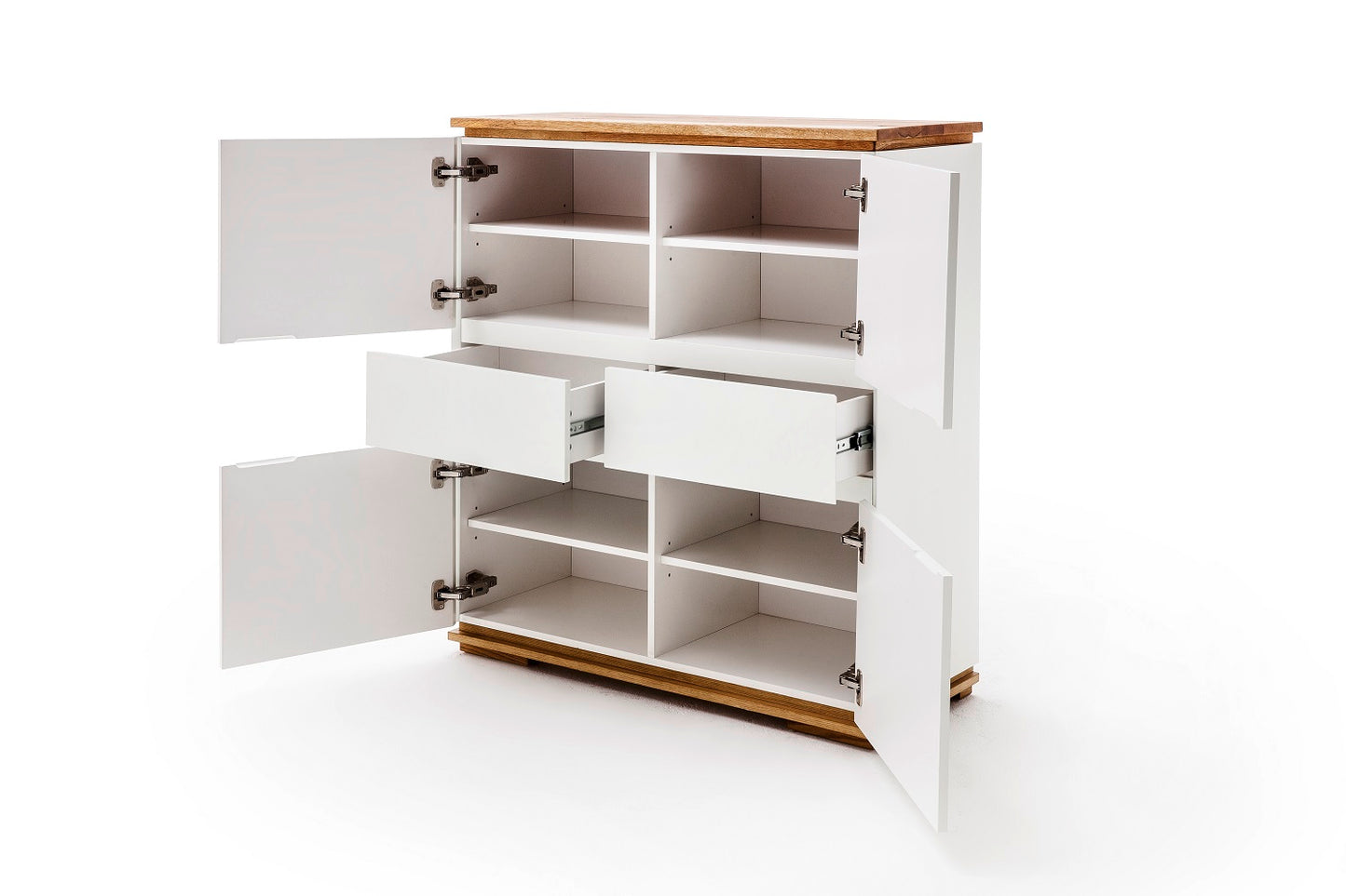 Highboard Schrank Asteiche-massiv matt lackiert geölt weiß holz 102 cm Chiara