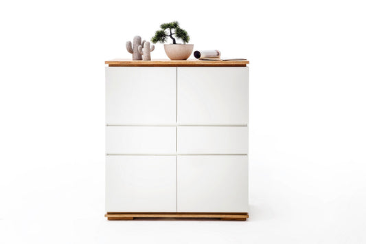 Highboard Schrank Asteiche-massiv matt lackiert geölt weiß holz 102 cm Chiara
