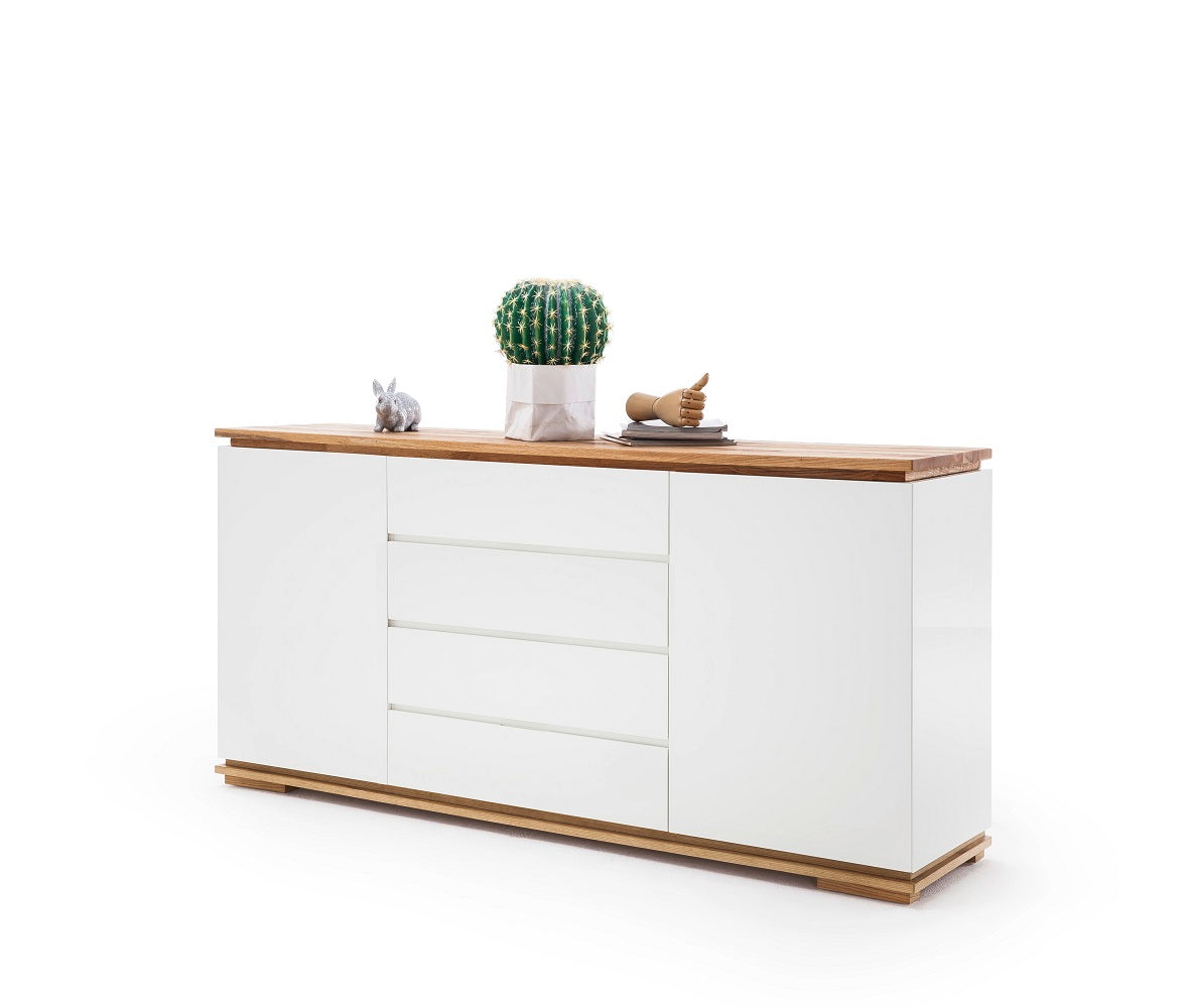 Sideboard Schrank Asteiche-massiv matt lackiert geölt weiß holz 172 cm Chiara