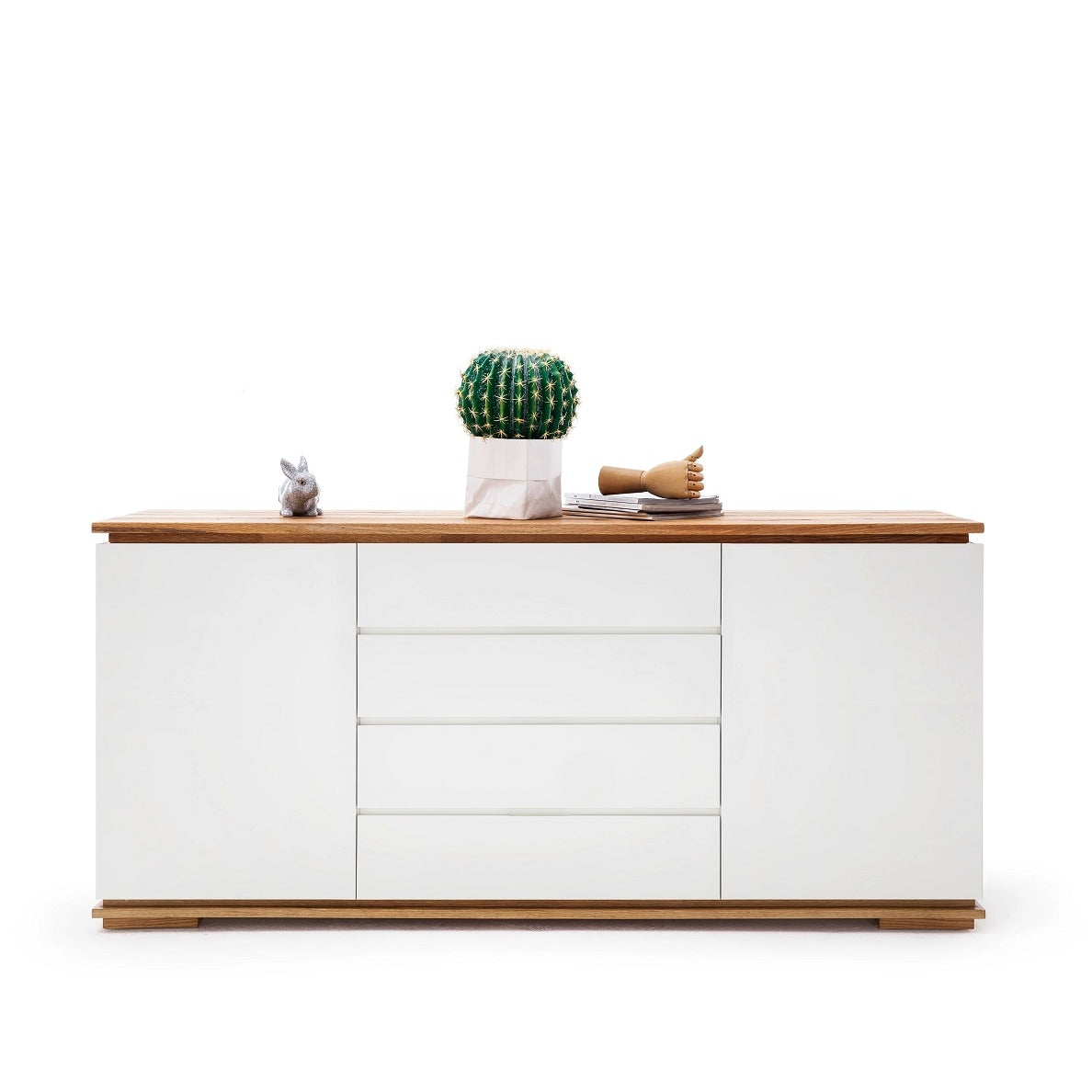 Sideboard Schrank Asteiche-massiv matt lackiert geölt weiß holz 172 cm Chiara
