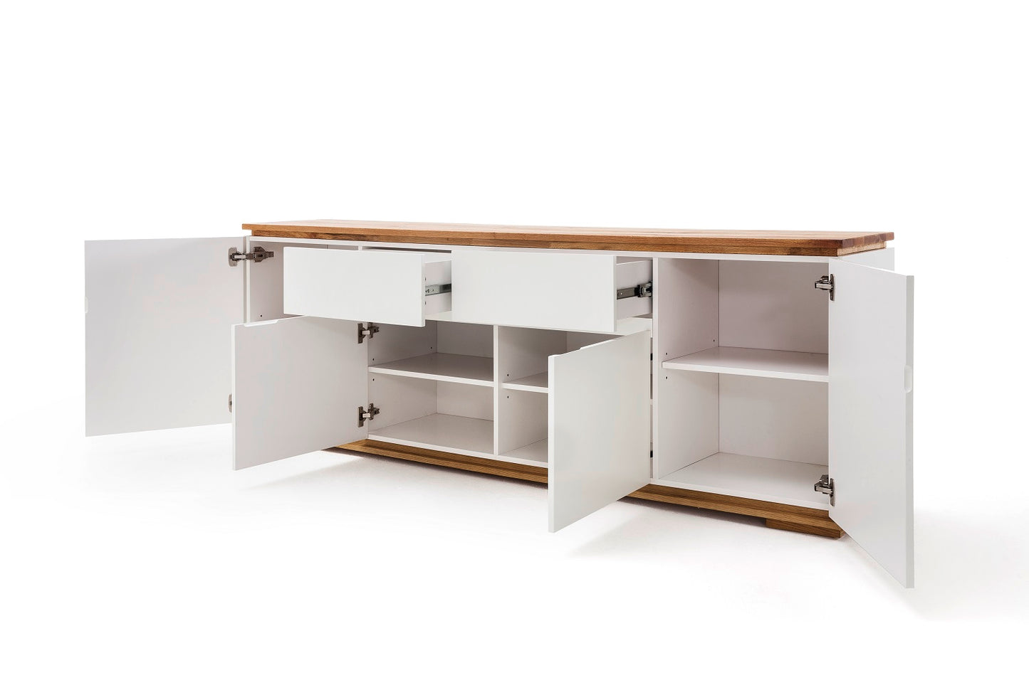 Sideboard Schrank Asteiche-massiv matt lackiert geölt weiß holz 182 cm Chiara