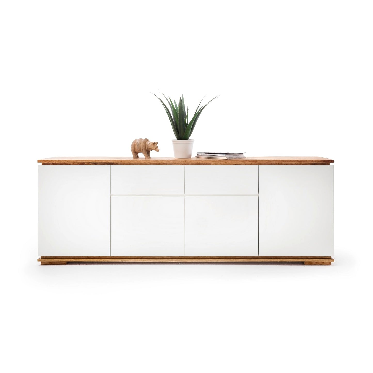 Sideboard Schrank Asteiche-massiv matt lackiert geölt weiß holz 182 cm Chiara