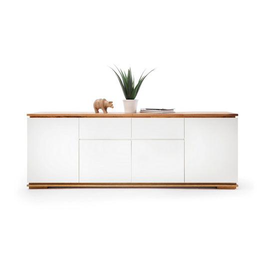 Sideboard Schrank Asteiche-massiv matt lackiert geölt weiß holz 182 cm Chiara