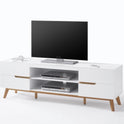 TV-Schrank Lowboard weiß matt MDF Asteiche furniert Massivholz 169 cm Cervin