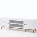 TV-Schrank Lowboard weiß matt MDF Asteiche furniert Massivholz 169 cm Cervin