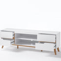 TV-Schrank Lowboard weiß matt MDF Asteiche furniert Massivholz 169 cm Cervin