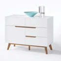 Kommode Schrank weiß matt MDF Asteiche furniert Massivholz 97 cm T01 Cervin