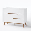 Kommode Schrank weiß matt MDF Asteiche furniert Massivholz 97 cm T01 Cervin