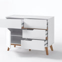 Kommode Schrank weiß matt MDF Asteiche furniert Massivholz 97 cm T01 Cervin