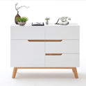 Kommode Schrank weiß matt MDF Asteiche furniert Massivholz 97 cm T01 Cervin