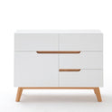 Kommode Schrank weiß matt MDF Asteiche furniert Massivholz 97 cm T01 Cervin