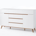 Sideboard Kommode weiß matt MDF Asteiche furniert Massivholz 169 cm T03 Cervin