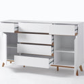 Sideboard Kommode weiß matt MDF Asteiche furniert Massivholz 169 cm T03 Cervin